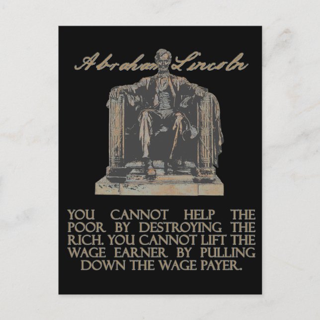Abraham Lincoln on Destroying the Rich Postcard (Front)