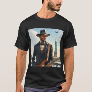 Abraham Lincoln Playing Electric Bass Stat Liberty T-Shirt