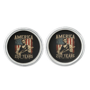 Abraham Lincoln Playing Guitar 4th July Cufflinks