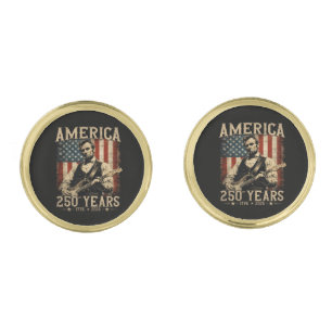 Abraham Lincoln Playing Guitar 4th July Cufflinks