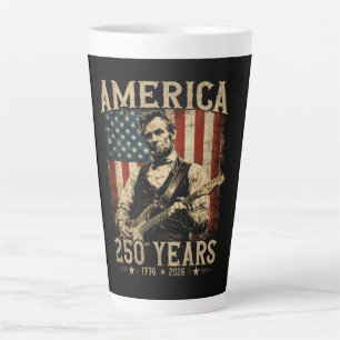 Abraham Lincoln Playing Guitar 4th July Latte Mug