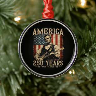 Abraham Lincoln Playing Guitar 4th July Metal Ornament