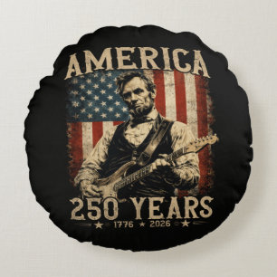 Abraham Lincoln Playing Guitar 4th July Round Pillow