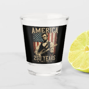 Abraham Lincoln Playing Guitar 4th July Shot Glass