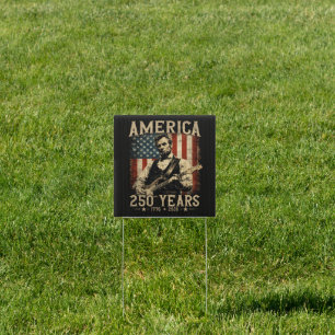 Abraham Lincoln Playing Guitar 4th July Sign