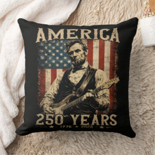 Abraham Lincoln Playing Guitar 4th July Throw Pillow