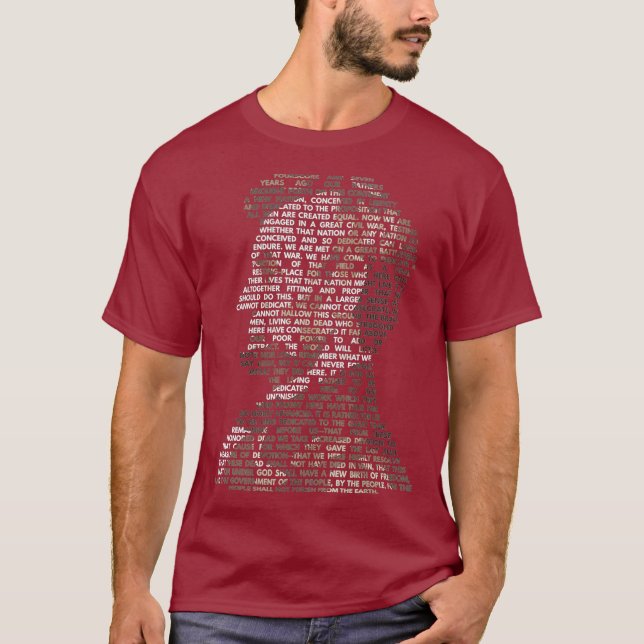 Abraham Lincoln Portrait Gettysburg Address T-Shirt (Front)