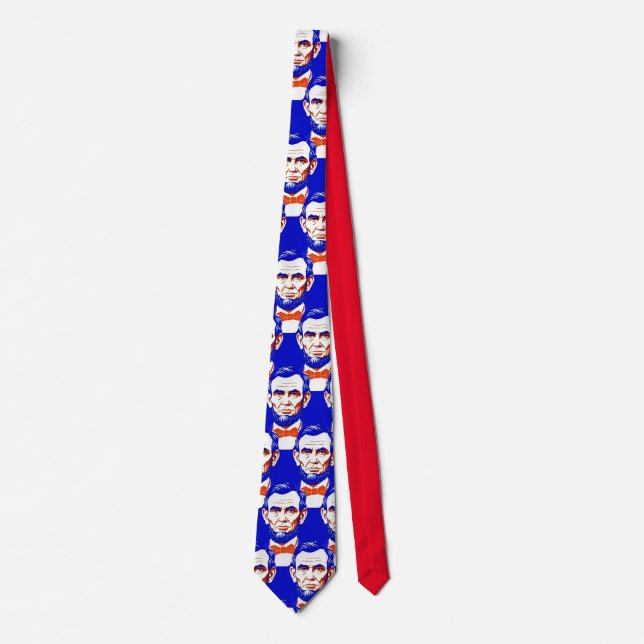 Abraham Lincoln Portrait - Graphic Illustration Neck Tie (Front)