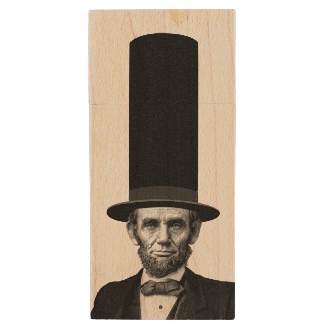 Abraham Lincoln Presidential Fashion Statement Wood Flash Drive (Front Vertical)