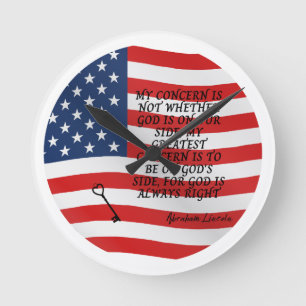 Abraham Lincoln Quote Flag Round Clock