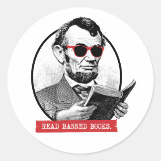 Abraham Lincoln Reads Banned Books Classic Round Sticker