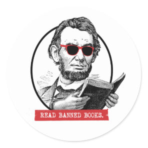 Abraham Lincoln Reads Banned Books Classic Round Sticker
