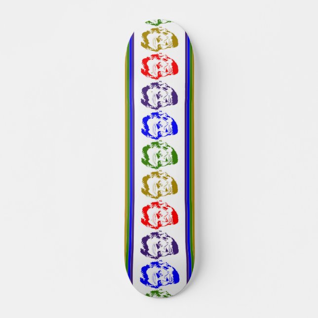 Abraham Lincoln Retro Multicolored Skateboard Deck (Front)