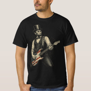 Abraham Lincoln Rock Guitar American Flag T-Shirt