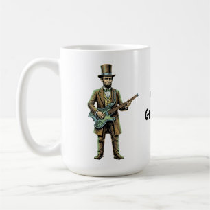 Abraham Lincoln Rocking Headless Guitar Woodblock Coffee Mug