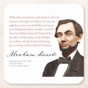 Abraham Lincoln Shirt #32 With Malice Toward None Square Paper Coaster