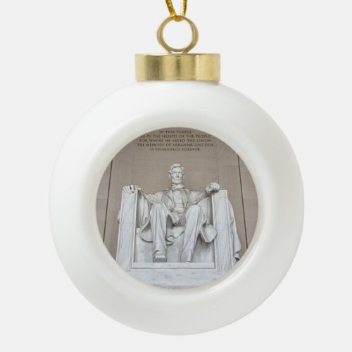 Abraham Lincoln Statue Ceramic Ball Christmas Ornament