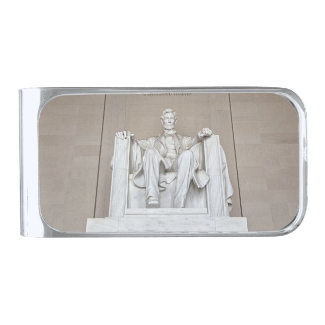 Abraham Lincoln Statue Silver Finish Money Clip (Front)