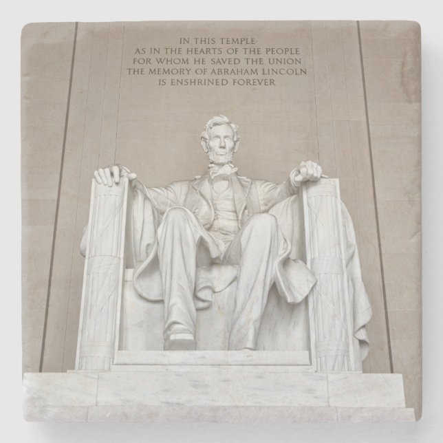 Abraham Lincoln Statue Stone Coaster (Front)