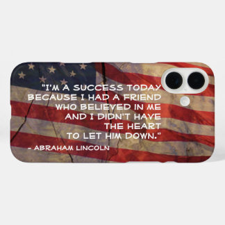 Abraham Lincoln Success Quote Rustic Flag Template iPhone 16 Plus Case