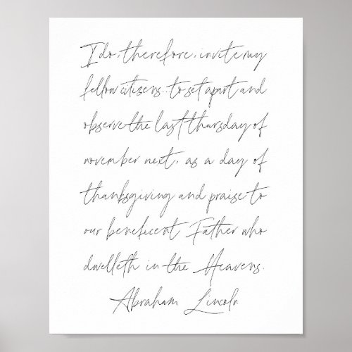 Abraham Lincoln Thanksgiving Day Speech Poster