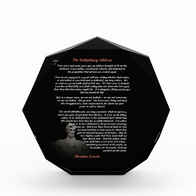 Abraham Lincoln - The Gettysburg Address Photo Block (Front)