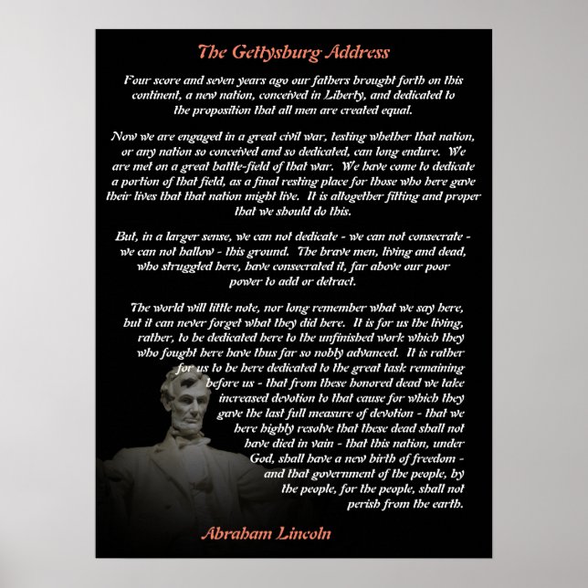 Abraham Lincoln - The Gettysburg Address Poster (Front)