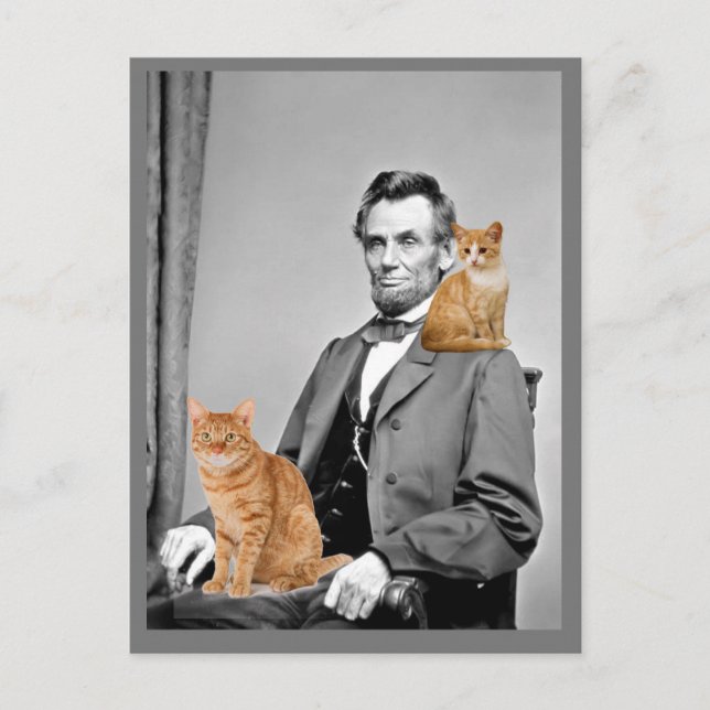 Abraham Lincoln with cats cat Postcards (Front)