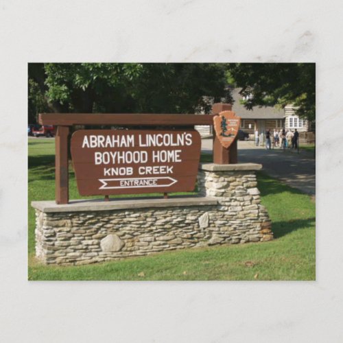 Abraham Lincolns Boyhood Home Sign Knob Hill KY Postcard
