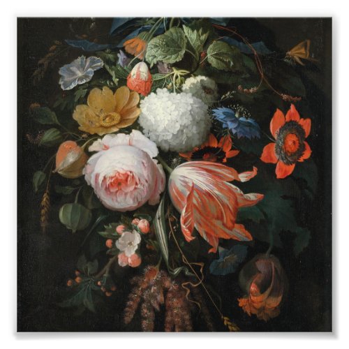 Abraham Mignon _ A Hanging Bouquet Of Flowers Photo Print