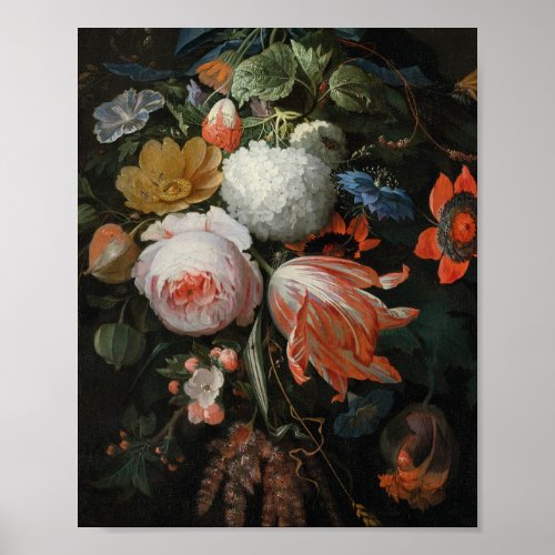 Abraham Mignon _ A Hanging Bouquet Of Flowers Poster