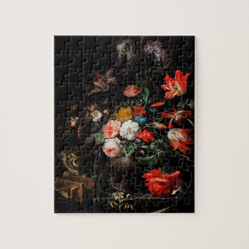 Abraham Mignon The Overturned Bouquet Floral Jigsaw Puzzle