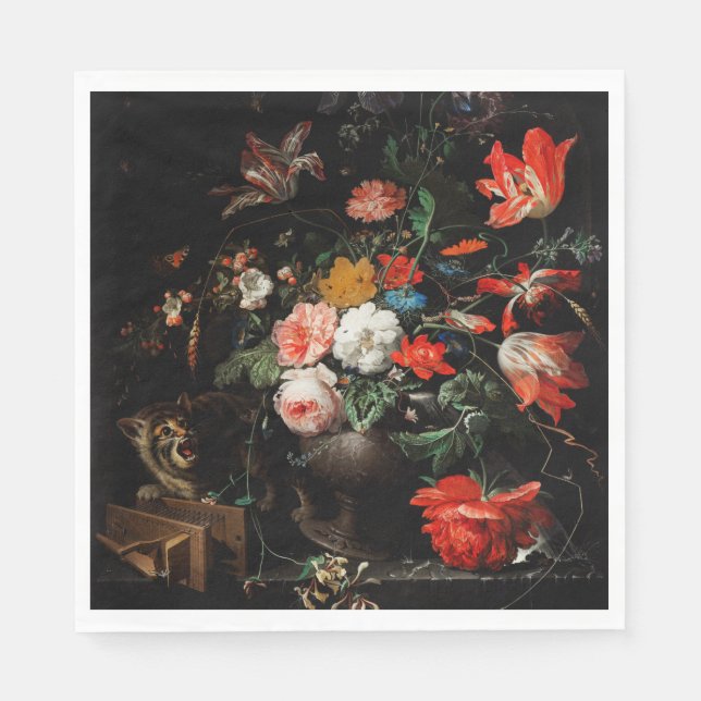 Abraham Mignon The Overturned Bouquet. Floral Napkins (Front)