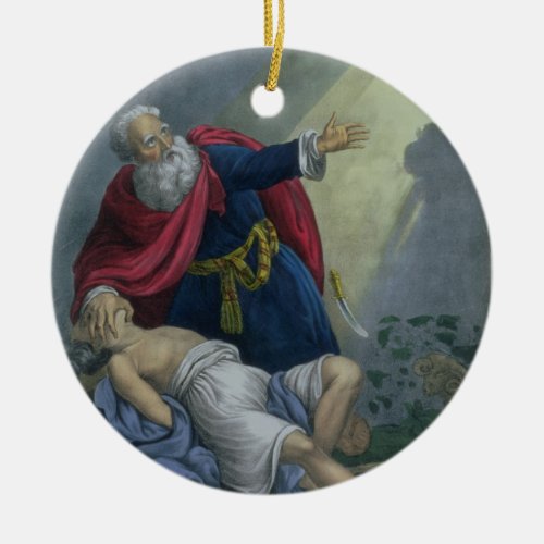 Abraham Offering Up his Son Isaac from a Bible pr Ceramic Ornament