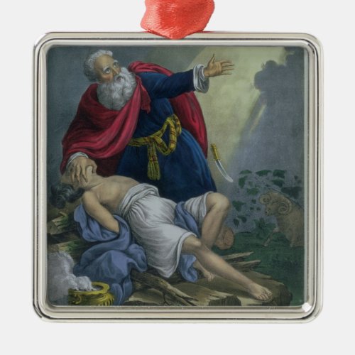 Abraham Offering Up his Son Isaac from a Bible pr Metal Ornament