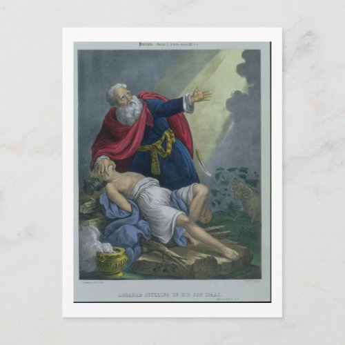 Abraham Offering Up his Son Isaac from a Bible pr Postcard