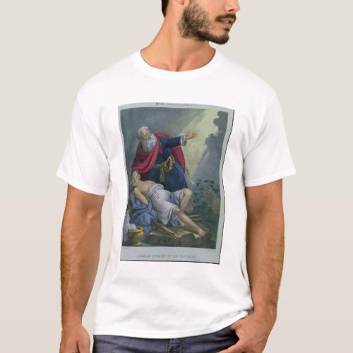 Abraham Offering Up his Son Isaac from a Bible pr T_Shirt