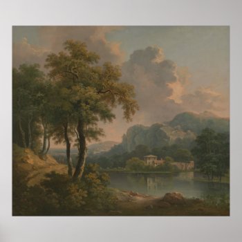 Abraham Pether - Wooded Hilly Landscape Poster by niceartpaintings at Zazzle