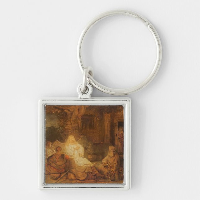 Abraham Receives the Three Angels, 1646 (oil on pa Keychain (Front)
