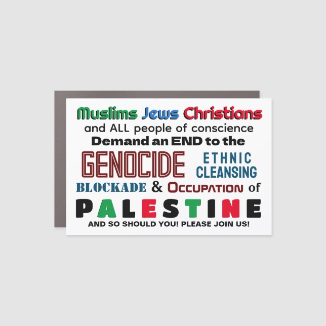 Abrahamic Activism for Palestine PLUS Car Magnet (Front)