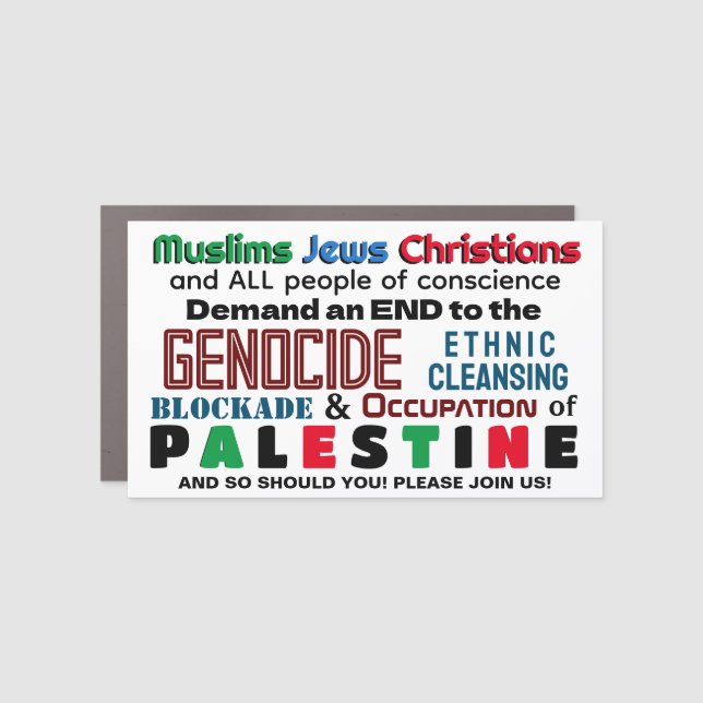 Abrahamic Activism for Palestine WIDER ALT Car Magnet (Front)