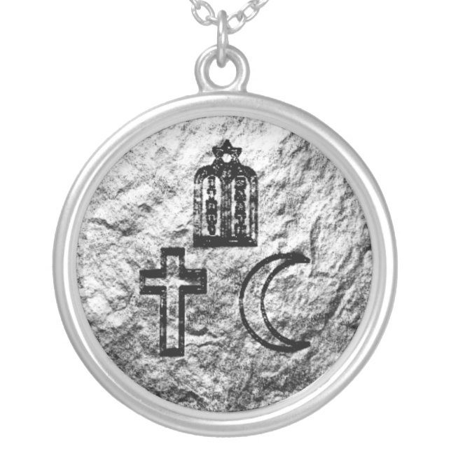 Abrahamic Faiths Silver Plated Necklace (Front)
