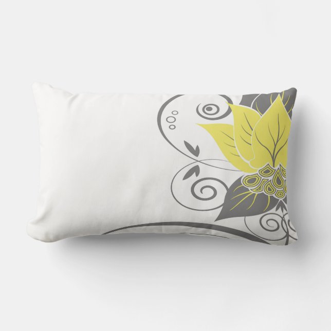 Abraxas Abstract Floral Fishnet | yellow charcoal Lumbar Pillow (Front)