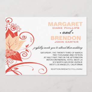 Abraxas Abstract Floral   peach coral Invitation