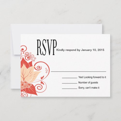 Abraxas Abstract Floral RSVP  peach coral