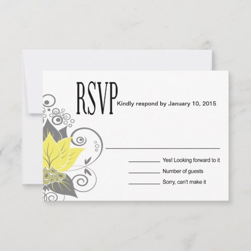 Abraxas Abstract Floral RSVP  yellow charcoal