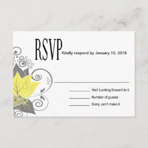 Abraxas Abstract Floral RSVP yellow charcoal Card