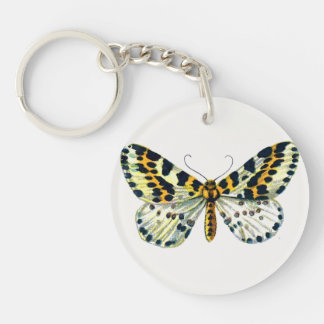 Abraxas grossulariata, The Magpie Moth Color Image Keychain