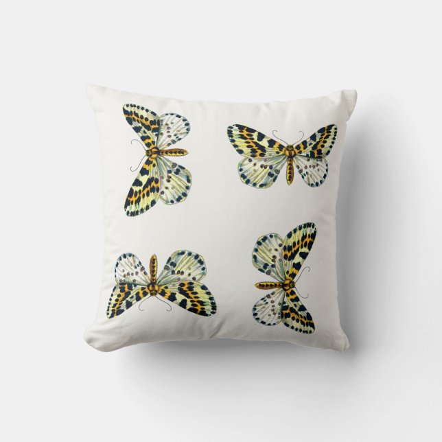 Abraxas grossulariata, The Magpie Moth Color Image Throw Pillow (Front)