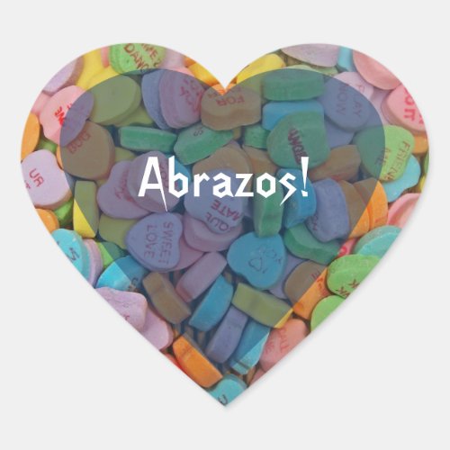 Abrazos_Candy Hearts _ Say it in Spanish Heart Sticker